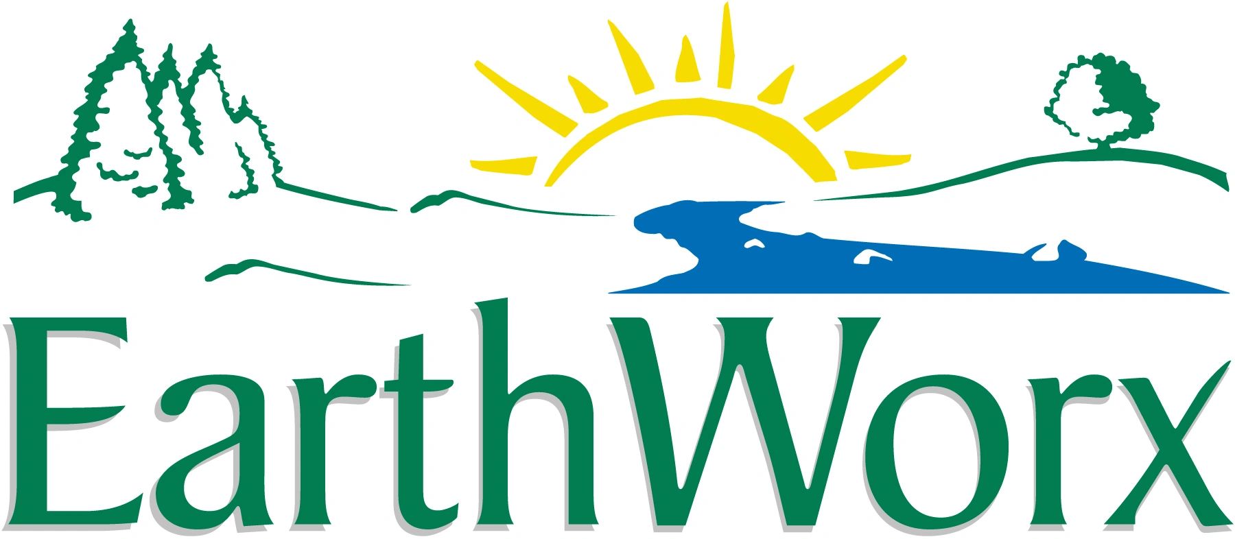 A green and yellow logo for the earth works.