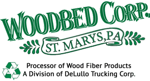 A green and white logo for wood fiber products.